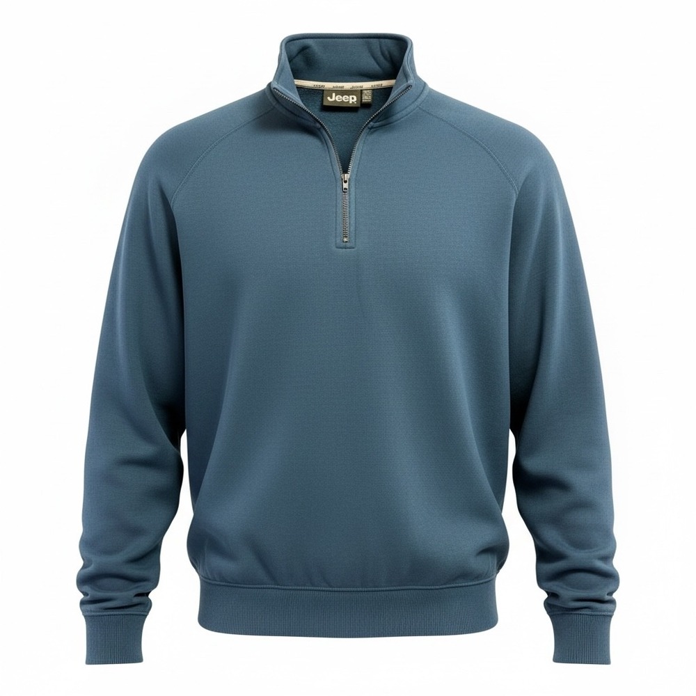 Jeep Blue 1/4 Zip Fleece Pullover Graphic Back Sweatshirt Sz Medium (Z29) NWTs